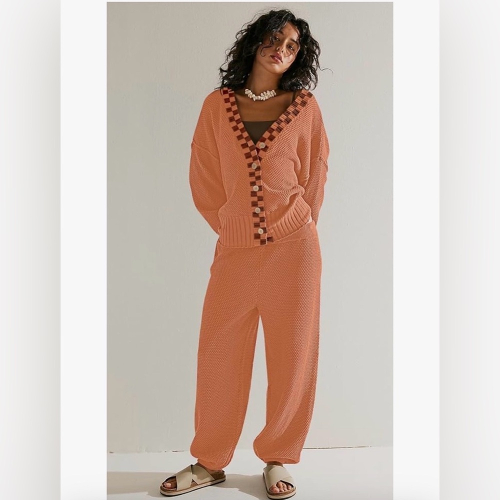 Orange Knit Women's Jumpsuit